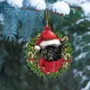 Varios Adornos Planos Transfronterizos para Perros, Decoraciones Acrílicas para Árbol de Navidad, Gorros de Navidad Durmientes, Nuevos Productos para Espejo Retrovisor de Coche
