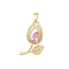 [Ouro Real de Cobre] Pó do Tesouro Tulipa Moda Comércio Exterior Transfronteiriço DIY Joias Zircônio de Cobre Pingente Micro-Incrustado Acessórios
