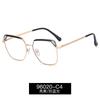 96020 Gafas de moda europea y americana de montura grande para mujer, color caramelo, montura de metal, filtro de luz azul, montura de gafas lisas, se pueden combinar con lentes