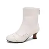 Botas Martin de Otoño e Invierno para Mujer, Botas de Corte Bajo Extra Grandes Europeas y Americanas, Botas de Cuero Talla 46, Botas para Mujer Talla 47, Tacones Altos de Amazon de Tacón Fino