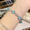 Nova Pulseira de Amor com Corte Fogos de Artifício Topázio Moda Luxo Leve Alto Padrão Conectada Água-Marinha Pulseira Atacado