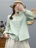 Camisa Social Feminina Elegante Casual Versátil Emagrecedora Cor Sólida Artística Novo Estilo Primavera e Outono 2026