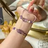 Pulseira tecida DIY feita à mão em estilo chinês original com cristal rosa natural, jade Hetian e ágata, apresentando um design fofo de desenho animado