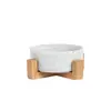 Tazón para fideos estilo nórdico, tazón para sopa, tazón creativo para mascotas con patrón de mármol y base de madera, tazón para gatos, tazón para agua, tazón para comida, adorno decorativo, maceta