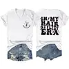 En Mi Época de Estilista de Cabello Amazon Ebay Sitio Independiente Camiseta Casual de Moda para Mujer con Cuello en V y Mangas Cortas