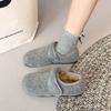 Zapatos estilo Birkenstock con forro de felpa para mujer 2026 Nuevo modelo Otoño e Invierno con Velcro, Zapatos de lana sencillos, Zapatos cálidos de algodón, Botines de nieve de caña baja