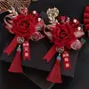 Nuevo Corsage de Boda de Novio y Novia de Gama Alta de Moda, Juego Completo Familiar de Rosas Chinas para Dar la Bienvenida a Ambos Padres
