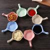 Plato de condimento de paja de trigo con asa, plato de condimento para salsa, vinagre, olla caliente, escurridor para salsa, palillos, regalo práctico