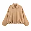 Aliexpress Atacado Transfronteiriço Moda Europeia e Americana Jaqueta Aviador de Camurça Manga Morcego Zíper Top Casual