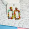 Nuevos Pendientes Acrílicos Estampados Dibujo Animado Flor Fresa Moda Europea y Americana Exagerados Distintivos Geométricos Color Caramelo Mujer