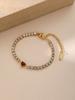Pulsera de Lujo Ligero Europeo y Americano Transfronterizo con Zircón Exquisito en Forma de Corazón, Joyería para Mujer, Pulsera de Acero Titanio con Conservación del Color