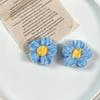 Estilo perezoso de Instagram Pompón de felpa Flor de punto Accesorios de flor Accesorios para el cabello de Aretes trenzados a mano DIY Material Venta al por mayor