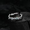 J1307 Azul Menta Serie Lago de Hielo Textura Escarchada Anillo de Epoxi Plata de Ley S925 Transparente Alto Frío Joyería para Niñas