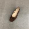 Musi Zapatos Planos Cuadrados de Gamuza Estilo Francés con Lazo 2024 Primavera y Otoño Nuevos Zapatos Mary Jane con Plataforma Interna