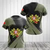 Padrão da Bandeira e Emblema Nacional de Portugal Impressão 3D Transfronteiriça Nova Camiseta Casual Masculina de Manga Curta Fornecimento de Vendas Diretas da Fábrica