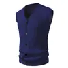 Transfronterizo 2025 Nuevo Chaleco de Punto para Hombre Multicolor Trenzado Cuello en V Sin Mangas Cárdigan Chaleco Suéter de Negocios para Hombre