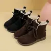 Cordones Flocados Más Terciopelo Cálidos Botas de Algodón para Mujer 2026 Invierno Nuevo Cordones de Cuero Suave Retro Casual Suela Plana Botas Martin