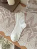 Calcetines de Mujer con Volante de Encaje y Lazo Burbuja para Primavera y Verano, Calcetines Calados de Media Pantorrilla para Niñas, Blancos, Lindos, Versátiles
