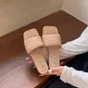 Sandalias de Cuña Retro Trenzadas de Punta Cuadrada y Punta Abierta para Mujer, Uso al Aire Libre en Verano, Elegante Estilo de Vacaciones, Sandalias de una Sola Tira, Sandalias Romanas