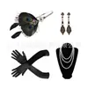 Estación de Agua para Despedida de Soltera, Baile de Máscaras Estilo Gatsby de los Años 20, Diadema con Plumas, Set de Guantes de Fiesta, Collar y Pulsera