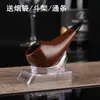 Cachimbo Feito à Mão Cachimbo de Madeira Maciça Cachimbo com Grão de Madeira de Urze Cachimbo com Filtro Estilo Antigo Retrô Bolsa para Tabaco Cachimbo Masculino Cachimbo