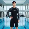 Macacão de Neoprene Dividido Coreano Secagem Rápida Proteção Solar Conjunto de Três Peças Roupa de Banho Masculina de Manga Longa Roupa de Surf Conjunto de Roupa de Banho Cinza