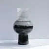 Vaso de Vidro Softhome Escandinavo de Boca Larga com Frisos e Borda Enrolada Plissado Decoração Suave Decorações para Sala Modelo