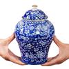 Bote de Té de Cerámica Grande Azul y Blanco Pu'Er Té Blanco Bote de Almacenamiento Sellado Almacén de Té a Prueba de Humedad Bote de Almacenamiento de Té Vacío Venta al por Mayor