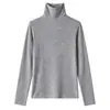 Capa base de cachemira para otoño e invierno para mujer, cuello alto, color liso, suéter de punto ajustado, engrosado, jersey de rayas simple, 6994