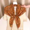 Pañuelo cuadrado de 90*90 con estampado floral pequeño, pañuelo tipo seda de algodón de Bali, ligero y delgado, pañuelo de cuello moderno para proteger del sol, pañuelo de seda para el cuello
