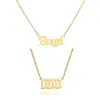 Set de Collares de Ángel con Letras de Estilo Nuevo Europeo y Americano, Cadena Doble Apilada para Clavícula de Acero Inoxidable Retro
