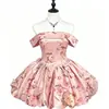 Vestido corto de hombros descubiertos para figuras petite, diseño floral, nuevo modelo 2026, adecuado para fiestas de cumpleaños y banquetes