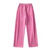 Ins8 Pantalones Casuales Rectos Bordados con Letras de Color para Mujer 2022 Verano Nueva Moda Pantalones de Pierna Ancha con Cordón en el Tobillo