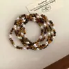 Pulseira Elástica com Olho de Tigre Natural e Pérola Shijia para Mulheres Estilo Maillard Exquisito de Nicho Pulseira de Alta Qualidade