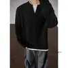 Sudadera Pesada Falsa de Dos Piezas para Hombre, Nuevo Estilo Primavera y Otoño, Camiseta Texturizada Holgada Casual de Moda con Cuello en V para Adolescentes