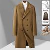 Abrigo de Lana Doble Cara Puro para Hombre de Otoño e Invierno, Largo, Doble Botonadura, Forro Interior Desmontable de Plumón de Ganso, Abrigo de Lana, Gabardina para Hombre