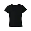 Camiseta de Color Sólido de Manga Corta con Cuello en U Estilo Puro Deseo Tencel Verano 2026 Nuevo Versátil Ajustado Simple Top Básico
