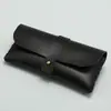 Estuche para Gafas de Lote de Fábrica Cosido a Mano Disponible Bolsa de Gafas de Cuero Negro Bolsa Portátil para Gafas Caja de Almacenamiento para Gafas de Sol Impresionable