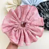 Tecido de alta qualidade anel de cabelo cólon grande cabeça de bola folha corda de cabeça doce coreana corda de cabelo rabo de cavalo feminina flor de cabeça