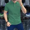 Polo de verano para hombre, nuevo, de manga corta, con solapa, corte entallado, camiseta de alta gama para hombre, camiseta de media manga con letras de moda.