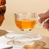 Juego de Taza y Platillo de Vidrio de Lujo Ligero Transfronterizo, Taza para Latte Estilo Americano, Taza de Té Transparente Resistente al Calor, Taza de Café Europea con Asa