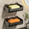 Jabonera para baño, no requiere taladro, montada en la pared, para uso doméstico, con función de drenaje y una práctica repisa de almacenamiento para el baño
