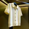 Nuevo Top de Punto Delgado de Manga Corta con Cuello Polo Hueco Estilo Coreano para Mujer, Chaqueta Cardigan Corta de Cintura Alta Delgada para Primavera y Verano
