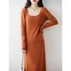 Vestido Suéter de Tricô Cor Sólida Manga Longa Acima do Joelho Estilo Coreano Novo Outono/Inverno 2026
