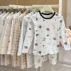 Conjunto de ropa interior térmica de otoño e invierno para niños, algodón puro, para niños y niñas, incluye camisetas de manga larga y pantalones largos, adecuado para usar en casa y como pijama