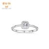 Anel Fechado em Prata de Lei S925 para Mulheres, Exquisito Anel de Diamante Sintético 1 Quilate Corte Princesa, Joias de Casamento Atacado