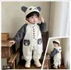 Macacão Body Manga Longa para Bebê Menino Novo Desenho Animado Fofo Estilo Coreano Soltinho Macacão Primavera Outono Passeio Casual Macacãozinho