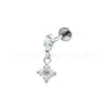 Pendientes Colgantes de Aleación de Titanio F136 Incrustados con Circonita 5A en Forma de Trébol Marquise Body Piercing de Titanio G23 Joyería para Hélice de Oreja