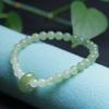 Pulseira de Jade Hetian com Cor Degradê Água Clara e Design de Anel Liso, Apresentando um Anel Corrente, Pulseira Simples Feminina com Jade Hetian Degradê