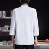 Ropa de Trabajo de Chef China de Cinco Botones Otoño e Invierno Manga Larga Ropa de Trabajo de Chef de Hotel de Catering Cocina Ropa de Trabajo